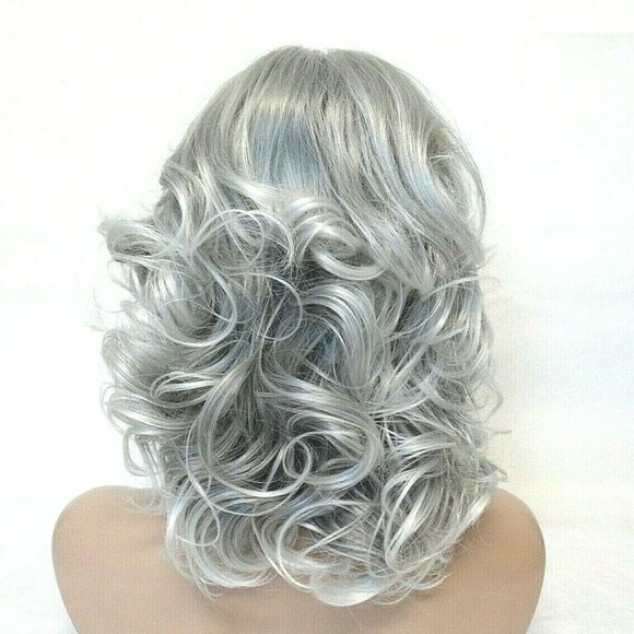 Medium Length Wavy Grey/Silver Heat Resistant Wig
